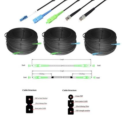 De Dalingskabel van Jumper Outdoor FTTH, G657A-Koord van het Vezel het Optische Flard