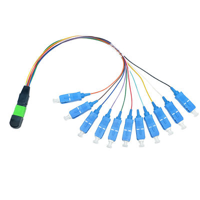 Aangepaste 12 Kern 0.9mm MPO-Koord Singlemode 1M Fanout van het Vezelflard