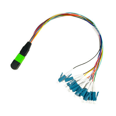 Aangepaste 12 Kern 0.9mm MPO-Koord Singlemode 1M Fanout van het Vezelflard