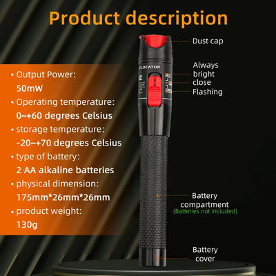 De aangepaste 650nm-Toebehoren van de Vezelkabel, Pen Type Visual Fault Locator 30mw